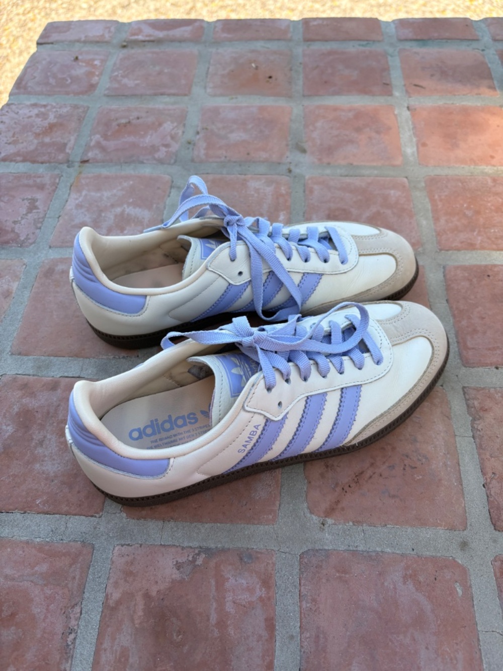 Adidas Samba OG W Women’s Cream Lavender Stripes Sneakers Size 8 - Picture 2 of 6